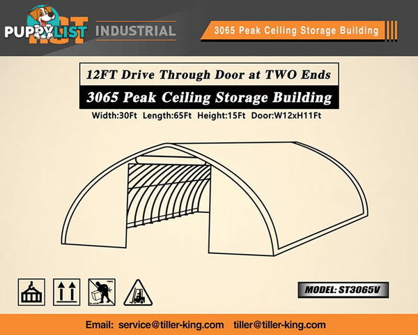 9.15m x 20m x 4.57m (183m2) Shelter Building Workshop Igloo Dome