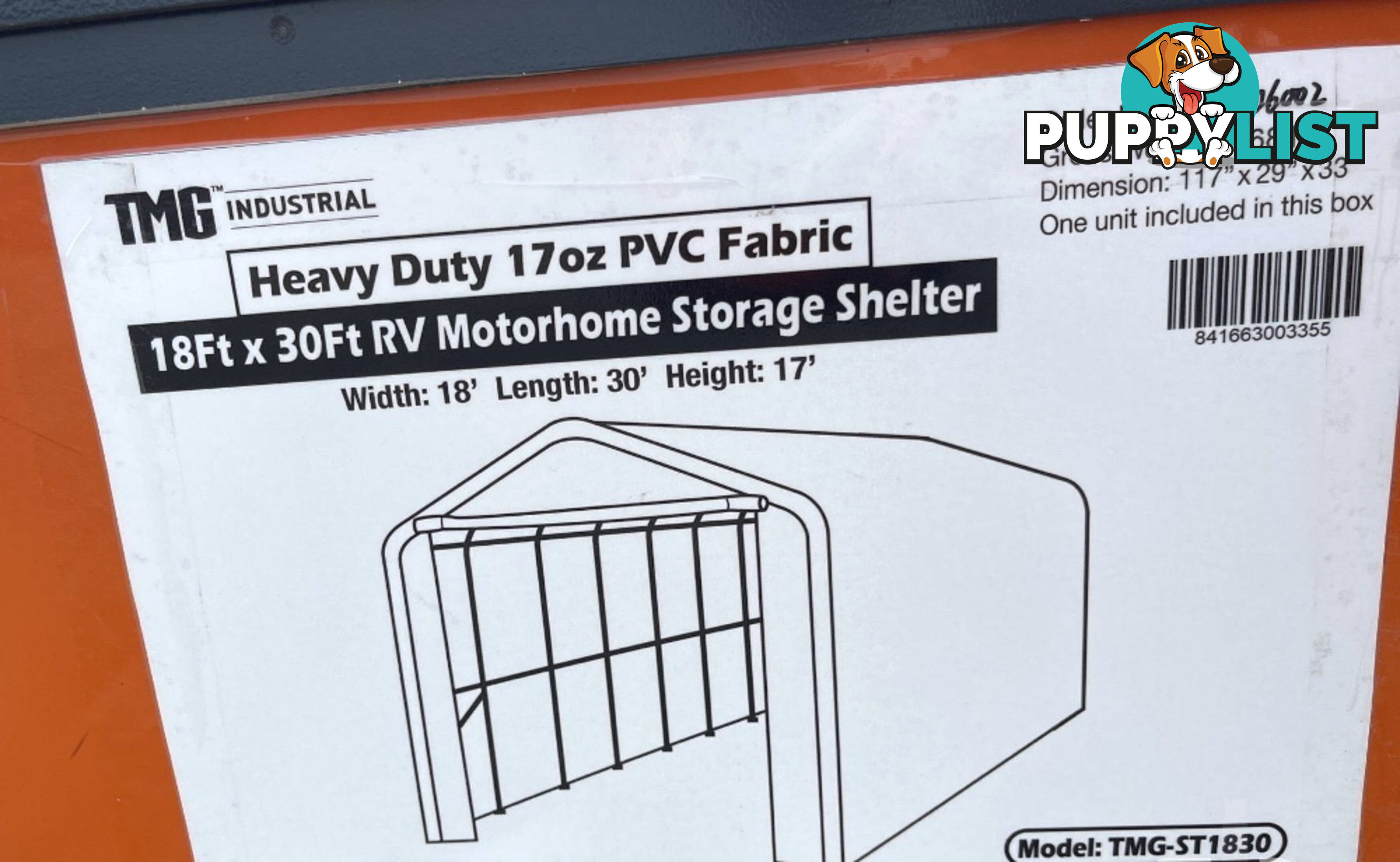 50m2 Motorhome / RV / Caravan / Boat Storage Shelter Building 5.5m x 9m x 5.3m