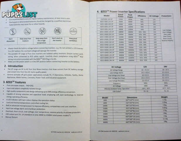 RRP $4550. New 8000w (16000w peak) 24Vdc-240Vac Pure Sine Wave Power Inverter