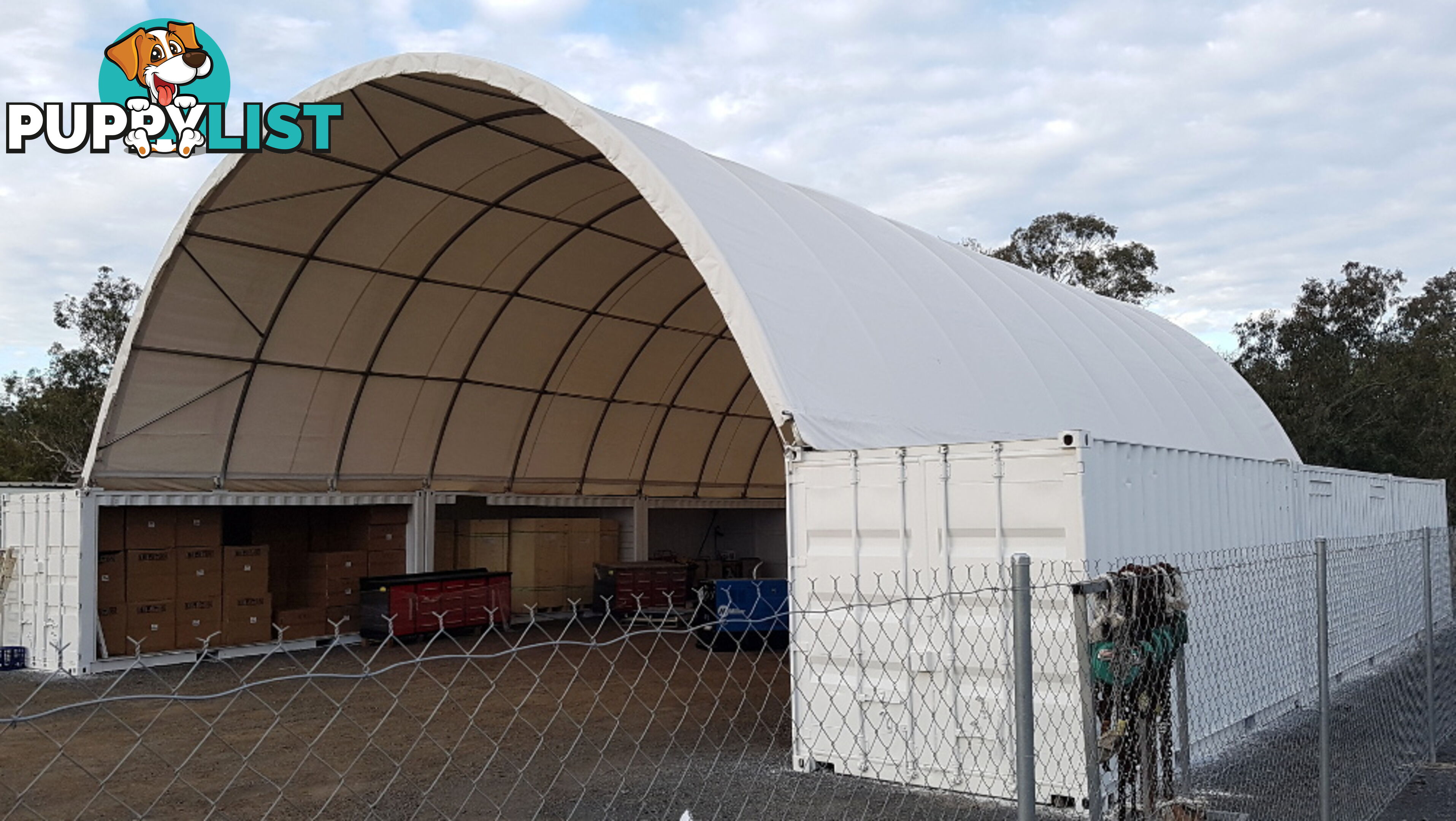 New 12m x 18m (223m2) Container Shelter Workshop Igloo Dome & Endwall