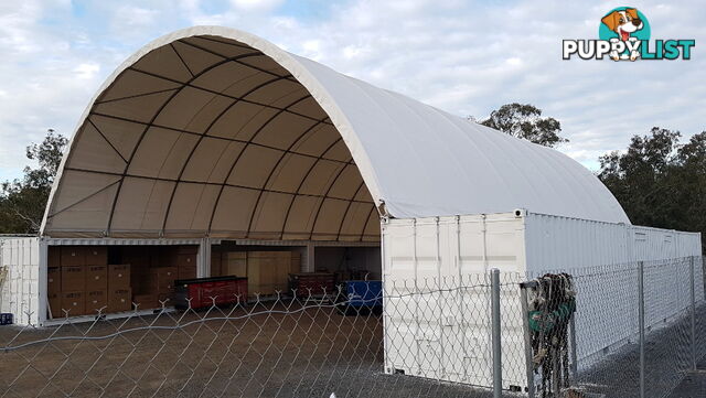 New 12m x 18m (223m2) Container Shelter Workshop Igloo Dome & Endwall