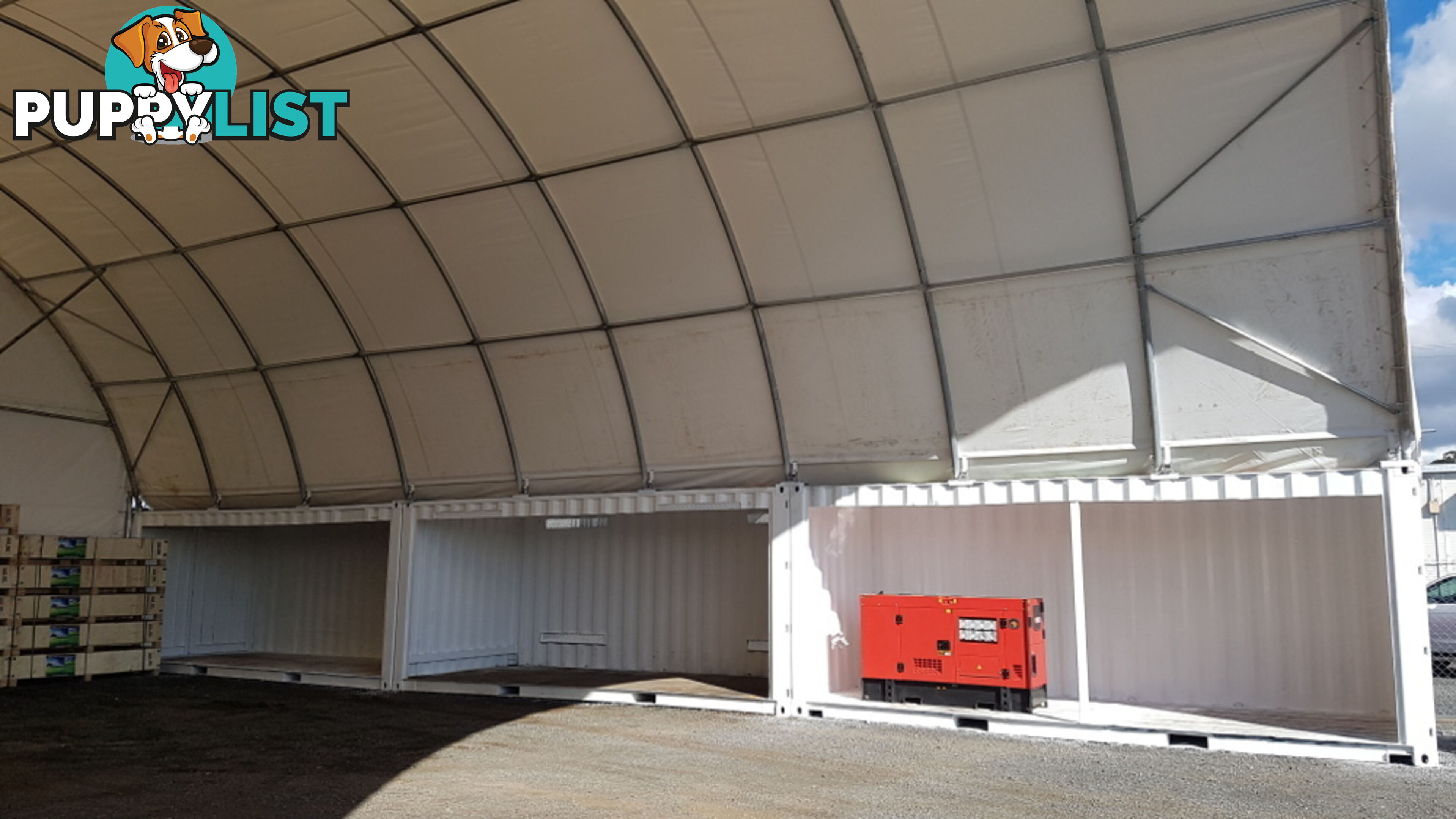 New 12m x 18m (223m2) Container Shelter Workshop Igloo Dome & Endwall