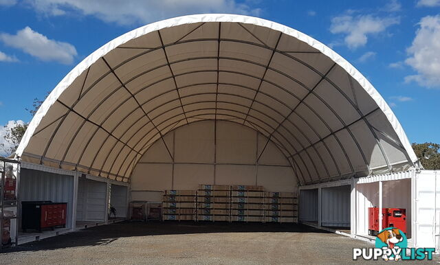 New 12m x 18m (223m2) Container Shelter Workshop Igloo Dome & Endwall