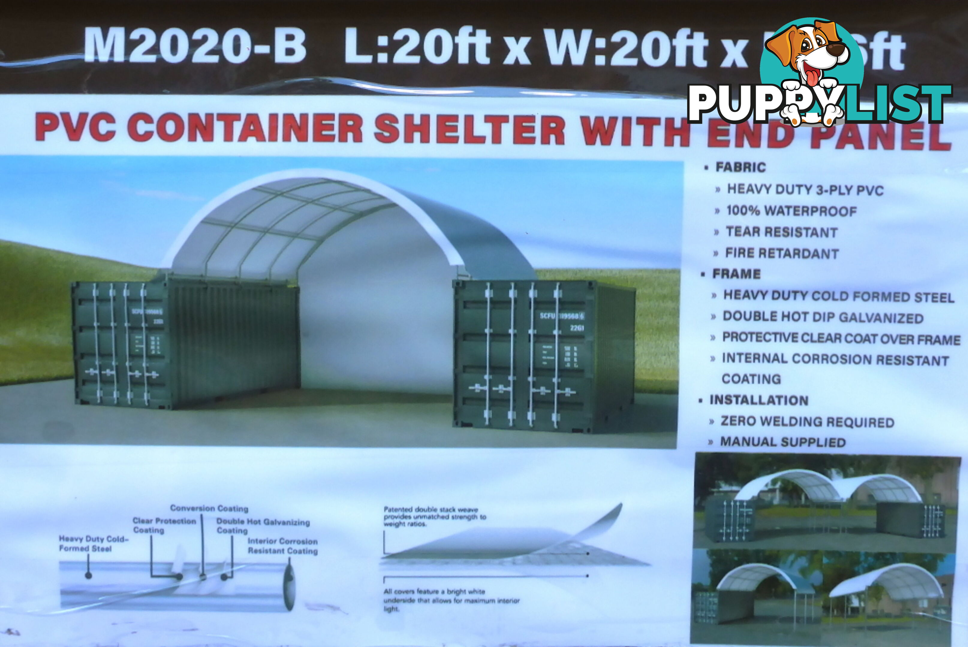 New 6m x 6m Container Shelter Workshop Igloo Dome with End Wall