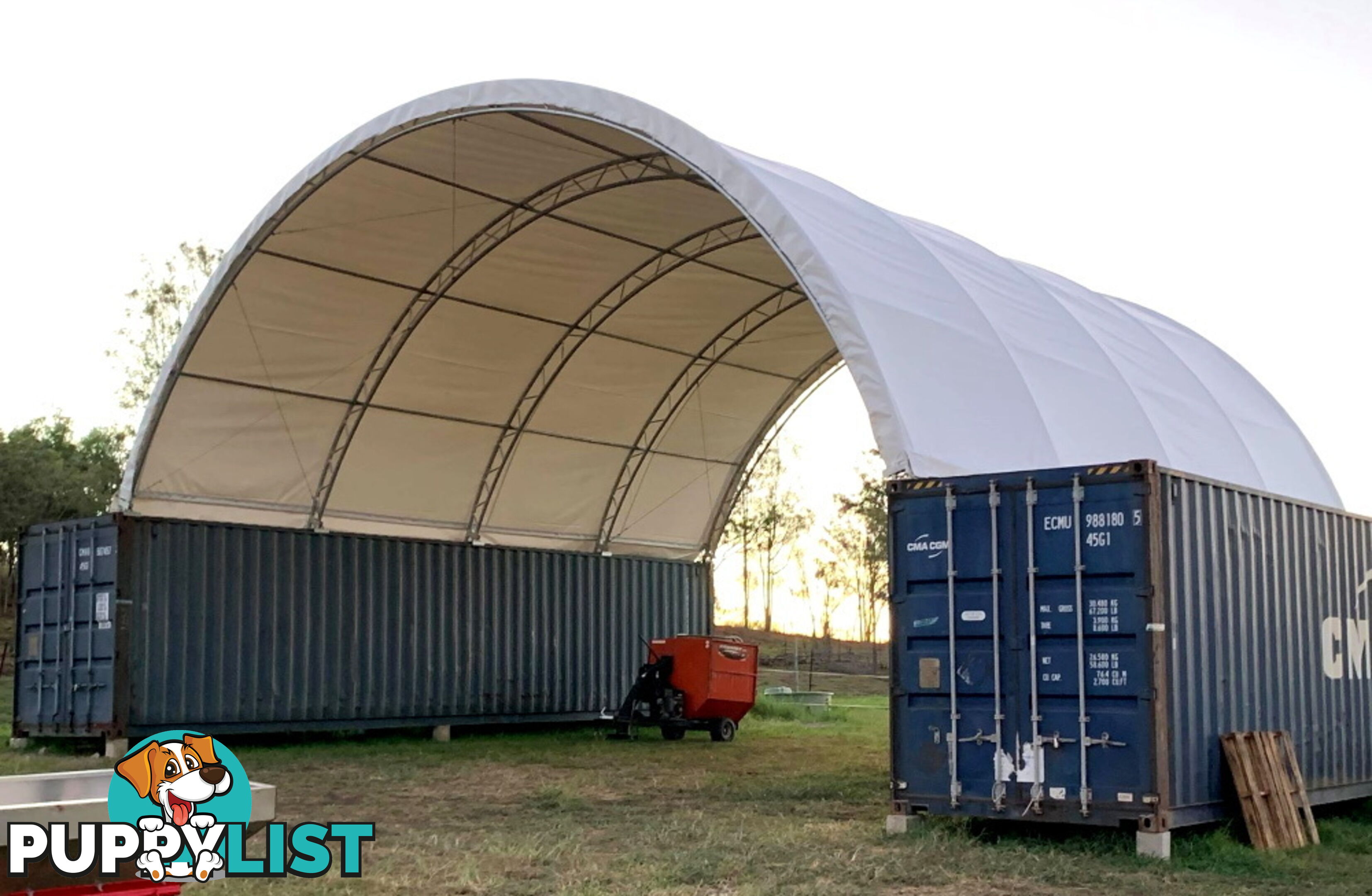 New 12m x 12m Double Trussed Container Shelter Workshop Igloo Dome