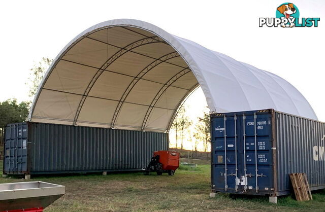 New 12m x 12m Double Trussed Container Shelter Workshop Igloo Dome