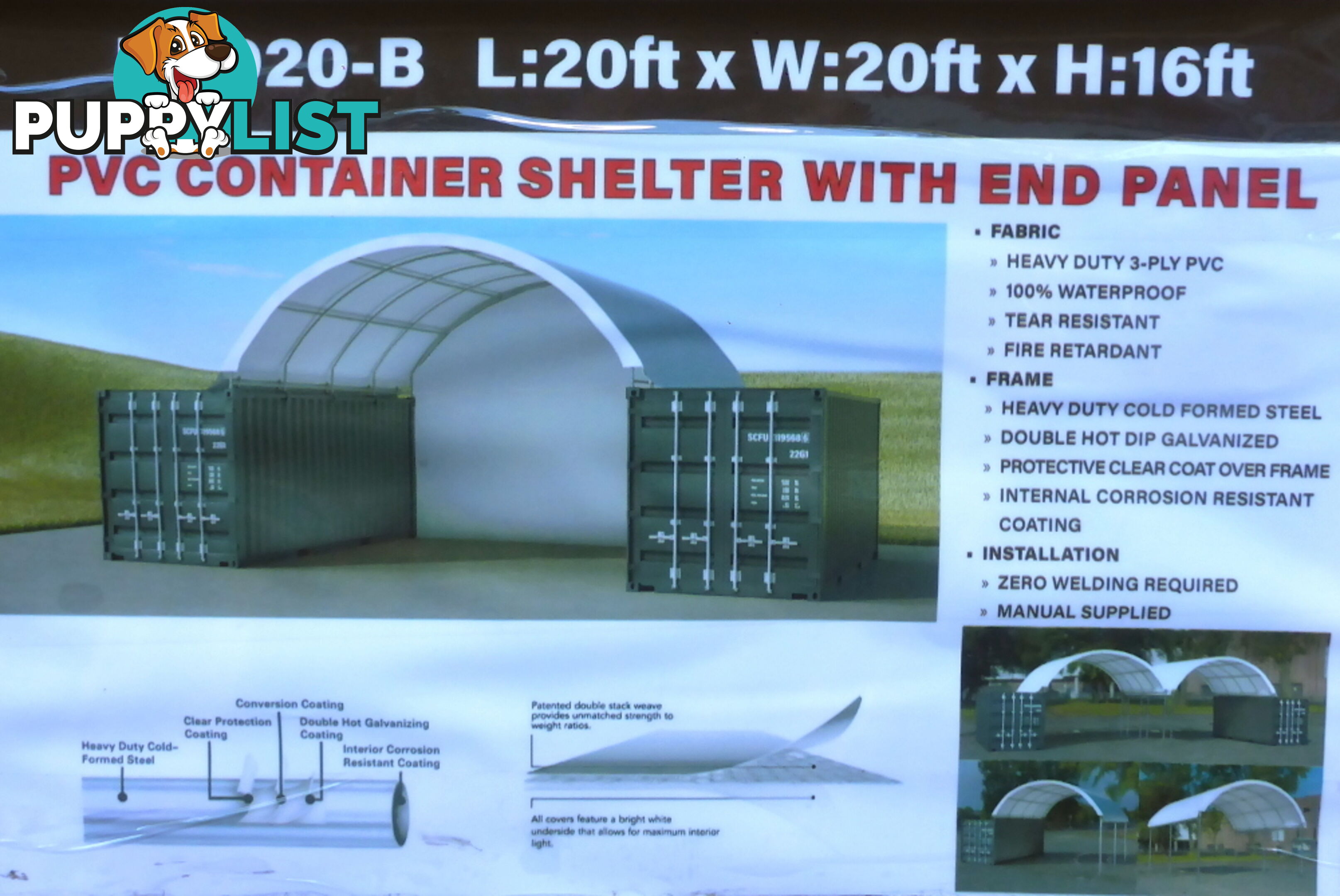 New 6m x 6m Container Shelter Workshop Igloo Dome with End Wall