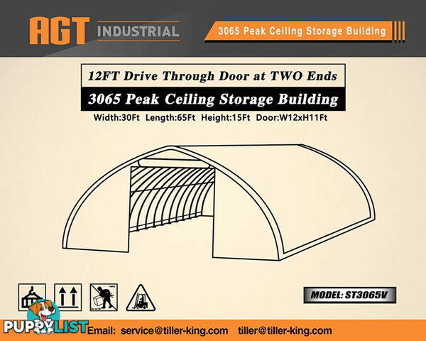 9.15m x 20m x 4.57m (183m2) Shelter Building Workshop Igloo Dome