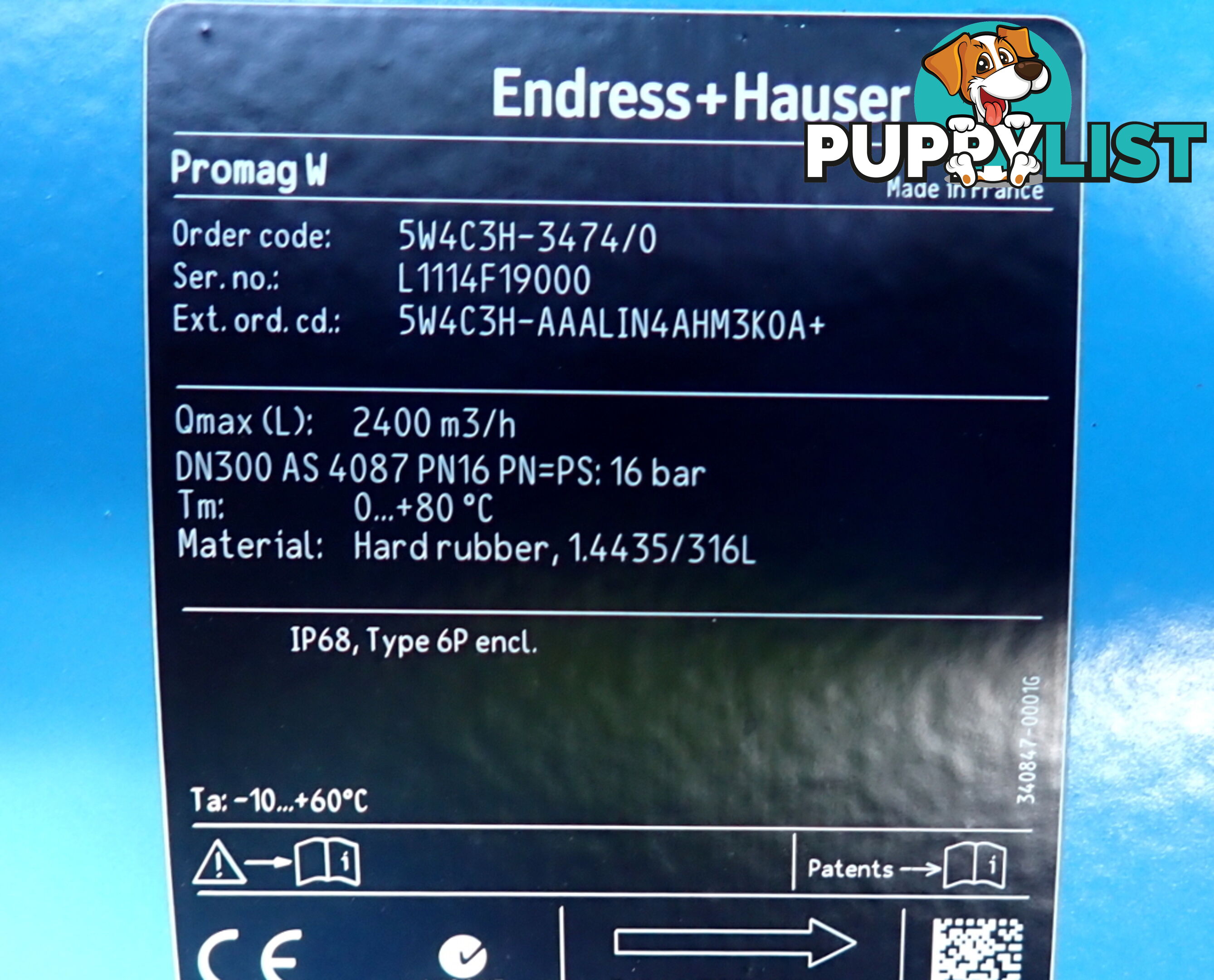New Endress+Hauser DN300, Proline Promag W 400 Electromagnetic Flowmeter