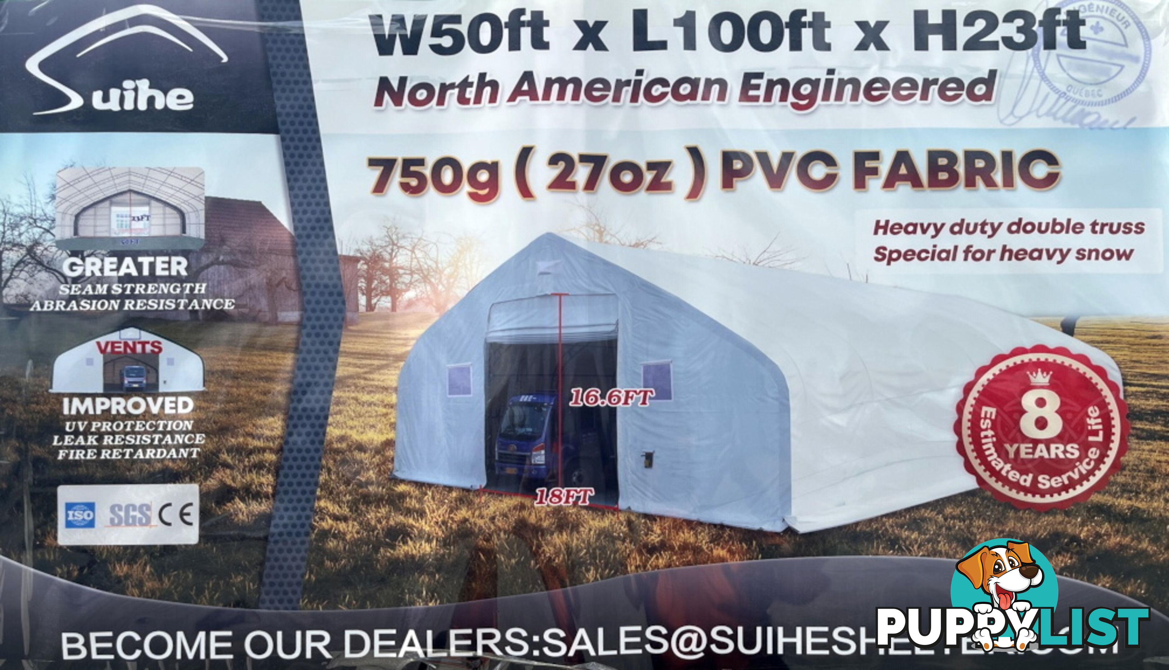 15m x 30m x 7m (465m2) Shelter Building Workshop Igloo Dome
