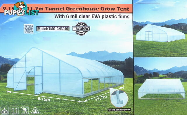 Huge 9.15m x 11.7m (107m2) Greenhouse Tunnel Building Grow Tent