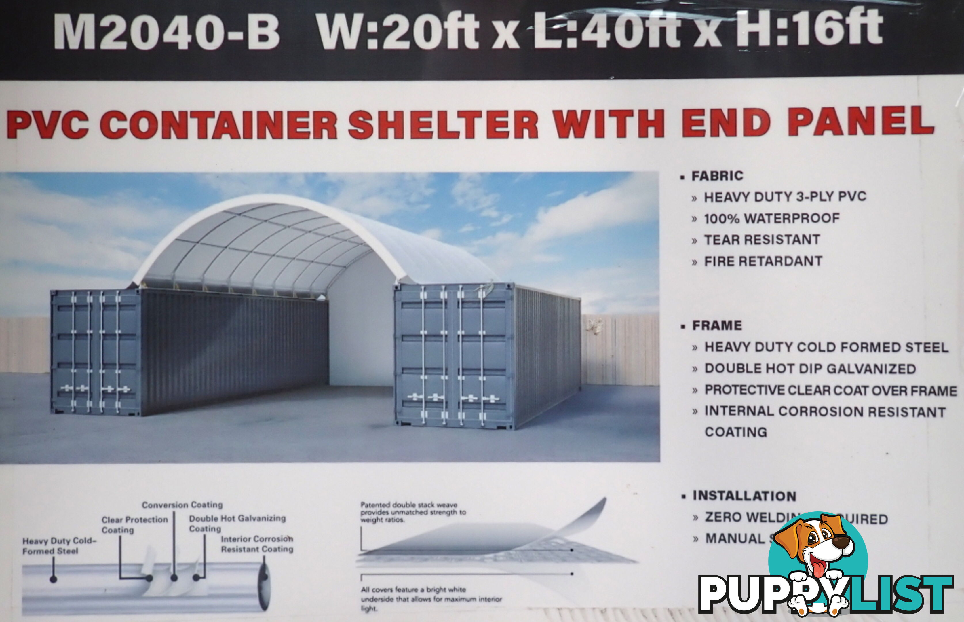 New 6m x 12m Container Shelter Workshop Igloo Dome with End Wall