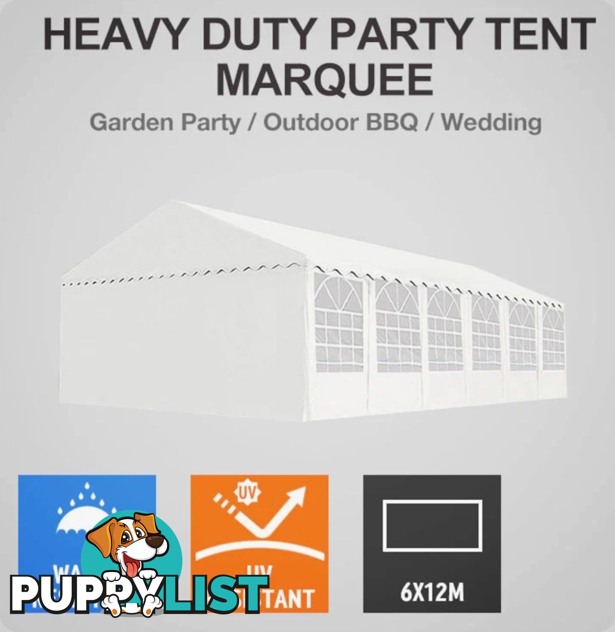 6m x 12m (72m2) Marquee Party & Wedding Tent with Heavy Duty PVC Roof & Walls