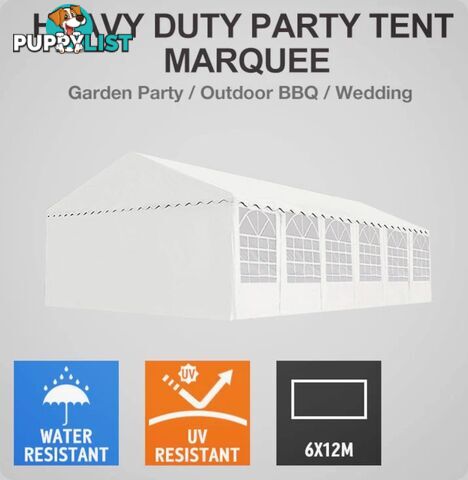 6m x 12m (72m2) Marquee Party & Wedding Tent with Heavy Duty PVC Roof & Walls