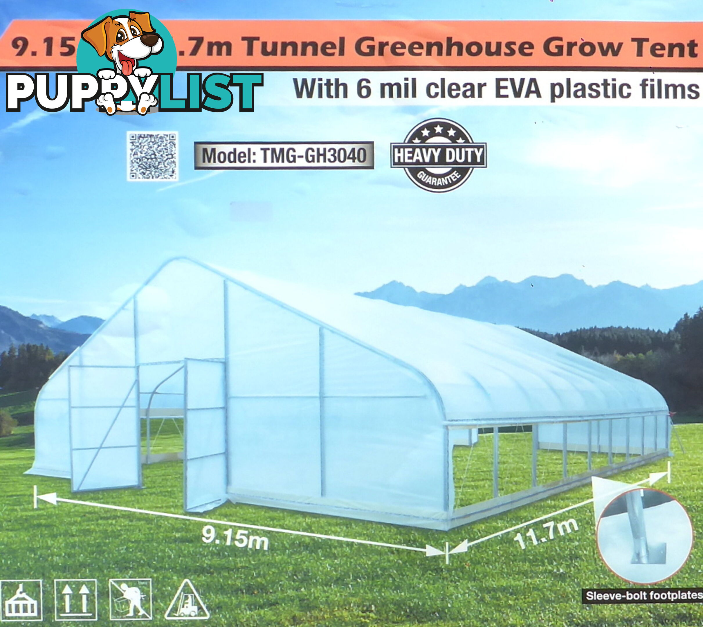 Huge 9.15m x 11.7m (107m2) Greenhouse Tunnel Building Grow Tent