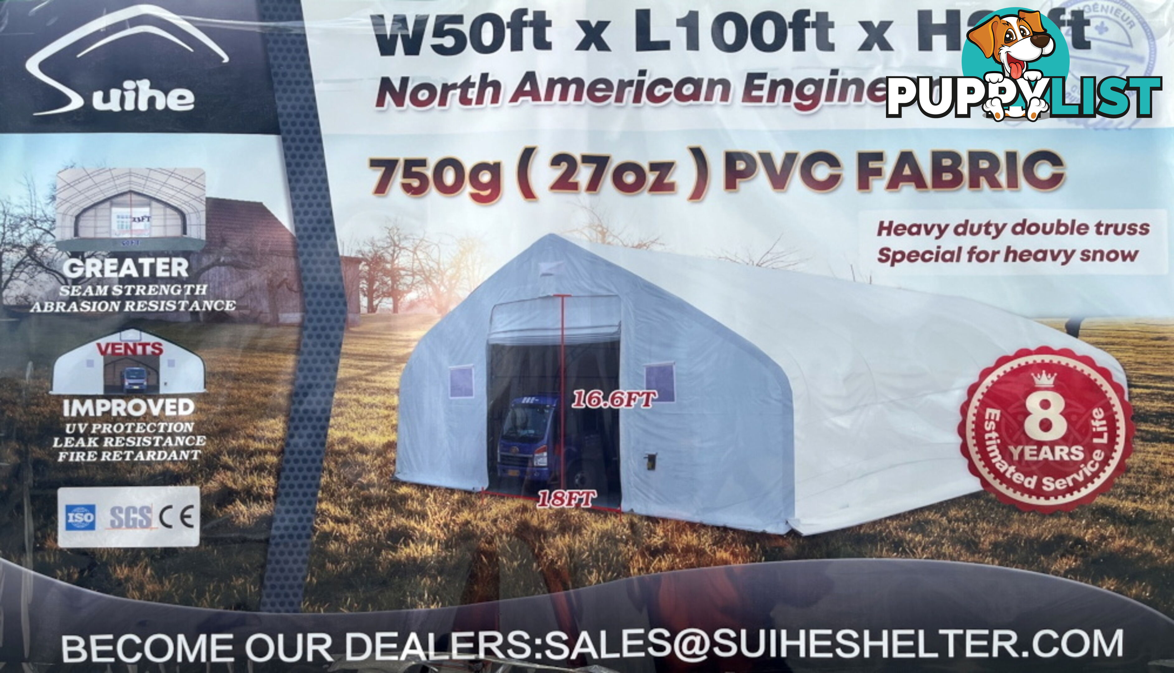 15m x 30m x 7m (465m2) Shelter Building Workshop Igloo Dome
