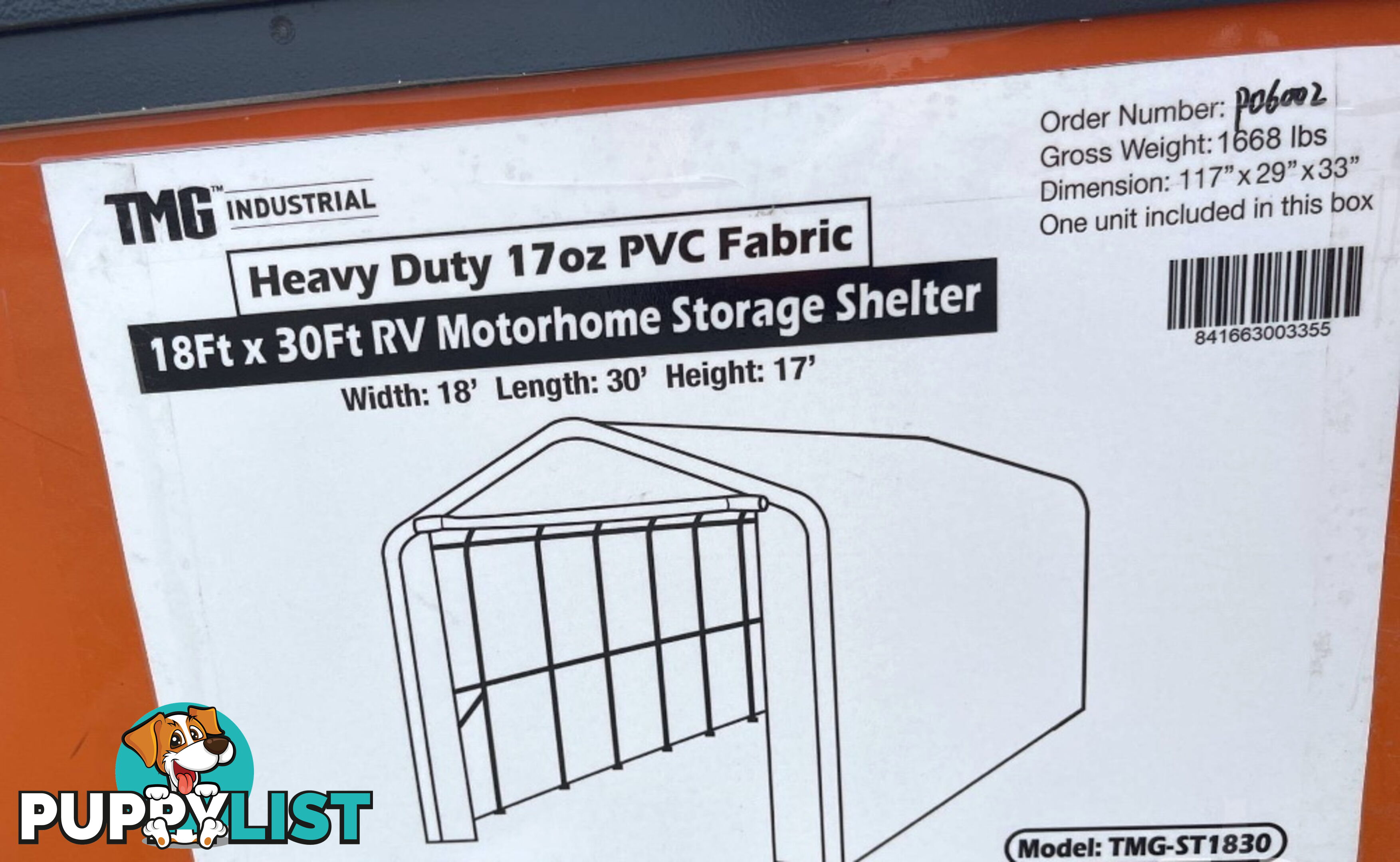 50m2 Motorhome / RV / Caravan / Boat Storage Shelter Building 5.5m x 9m x 5.3m