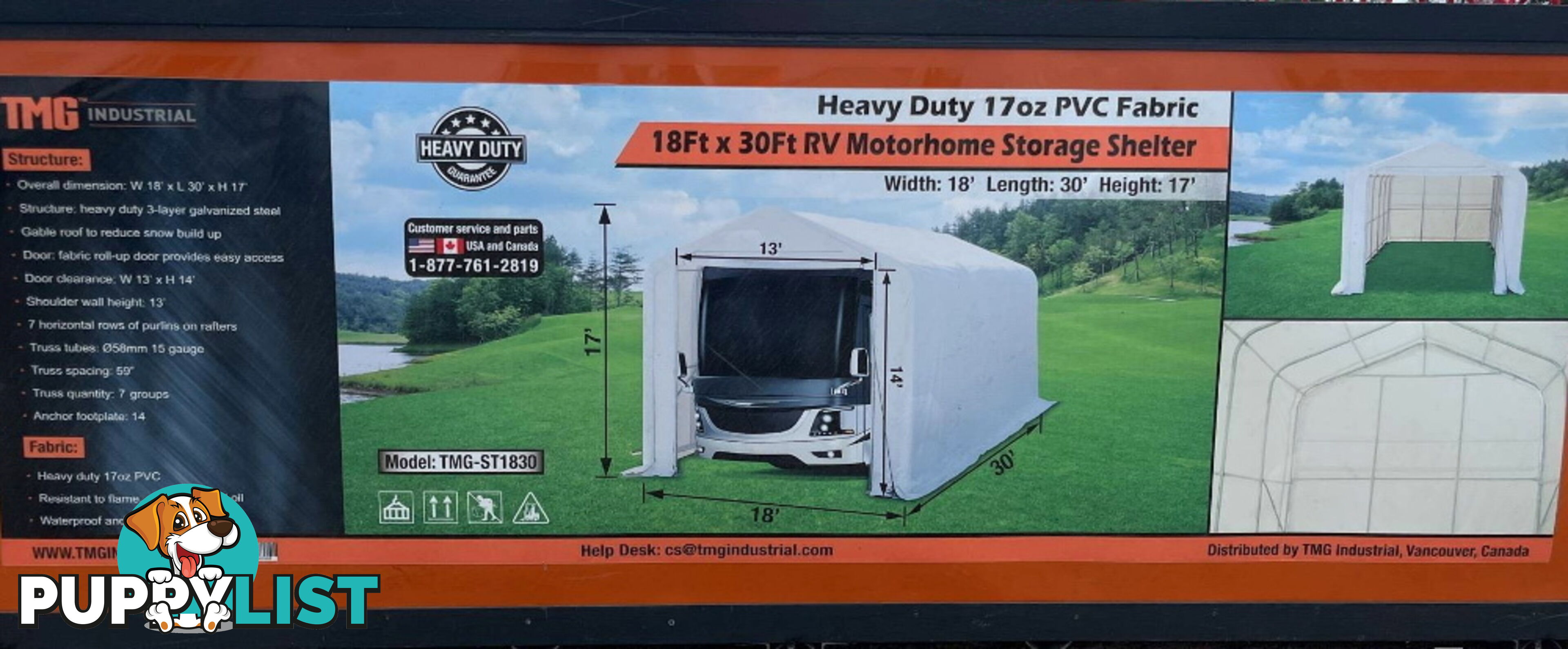 50m2 Motorhome / RV / Caravan / Boat Storage Shelter Building 5.5m x 9m x 5.3m