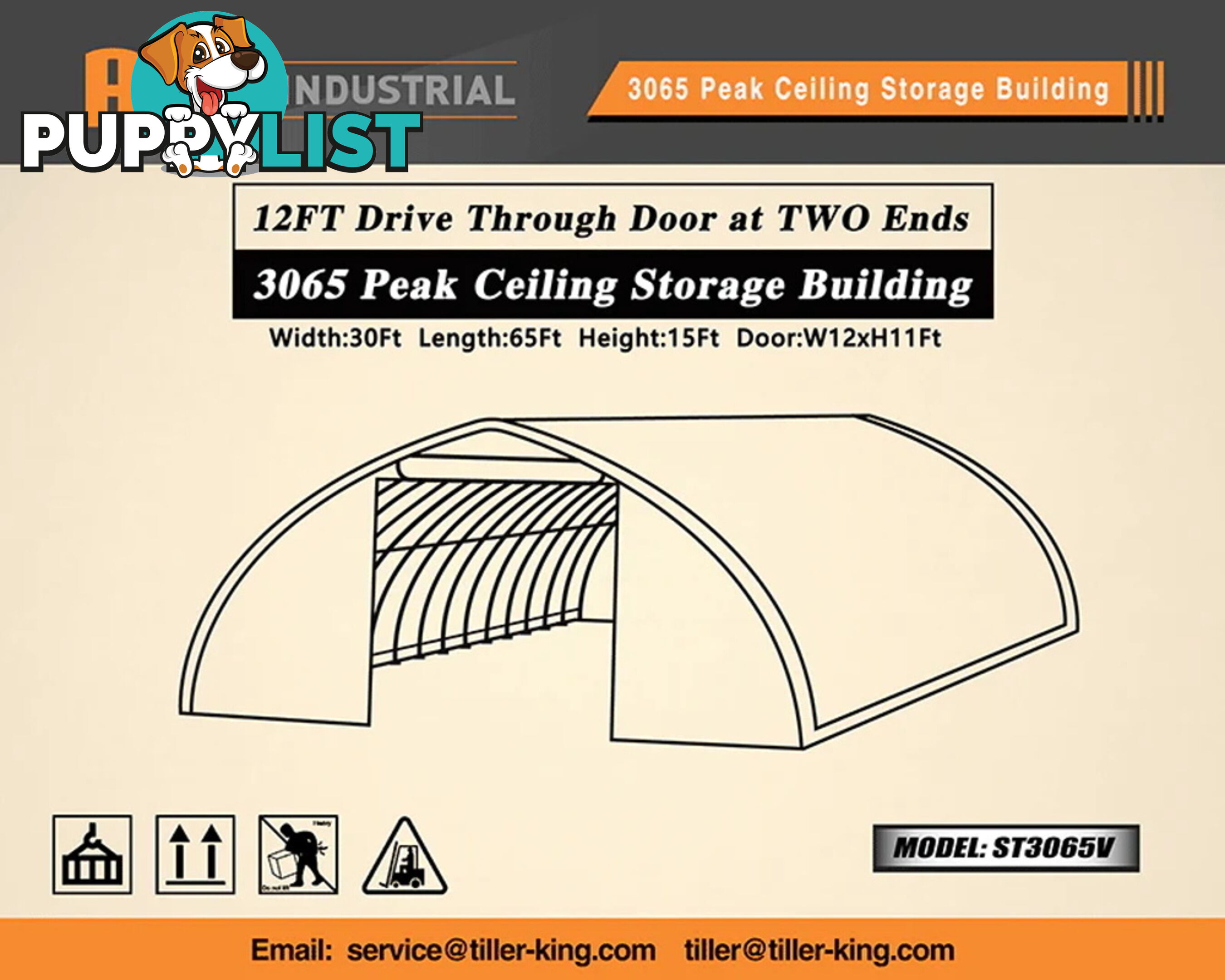 9.15m x 20m x 4.57m (183m2) Shelter Building Workshop Igloo Dome