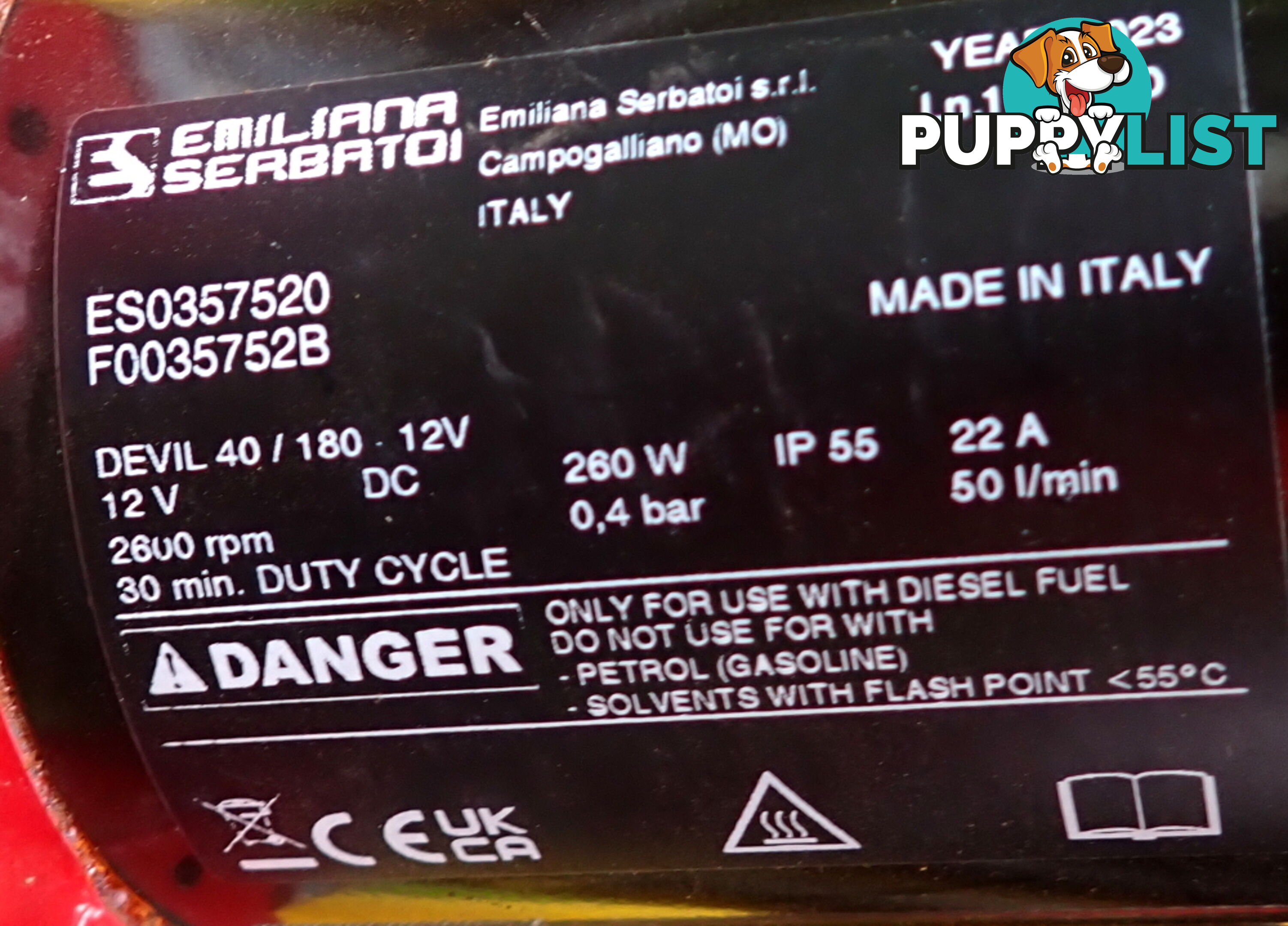 New Italian 110L Diesel Fuel Cell Tank with 12v Pump & Bowser trigger