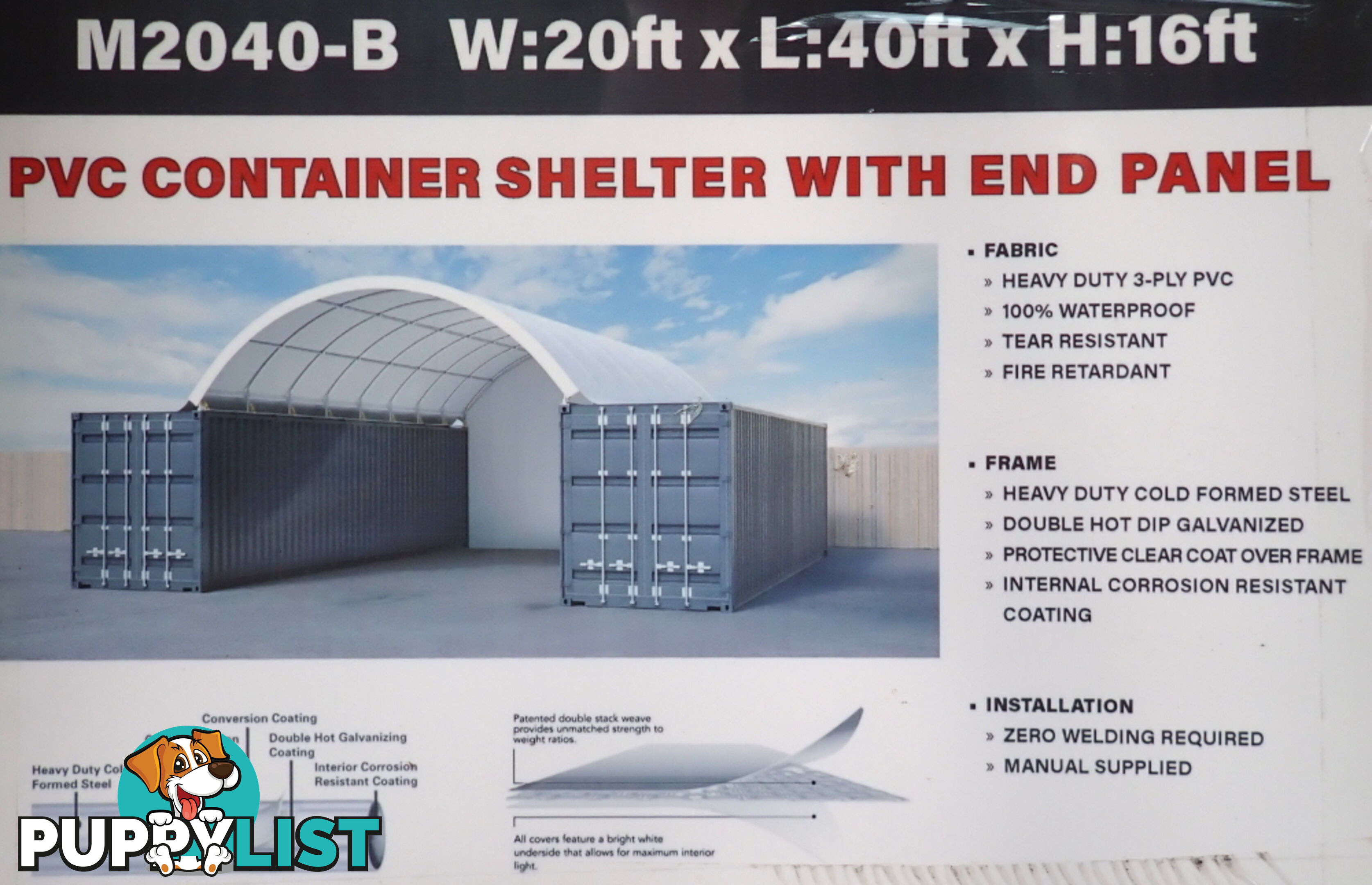 New 6m x 12m Container Shelter Workshop Igloo Dome with End Wall