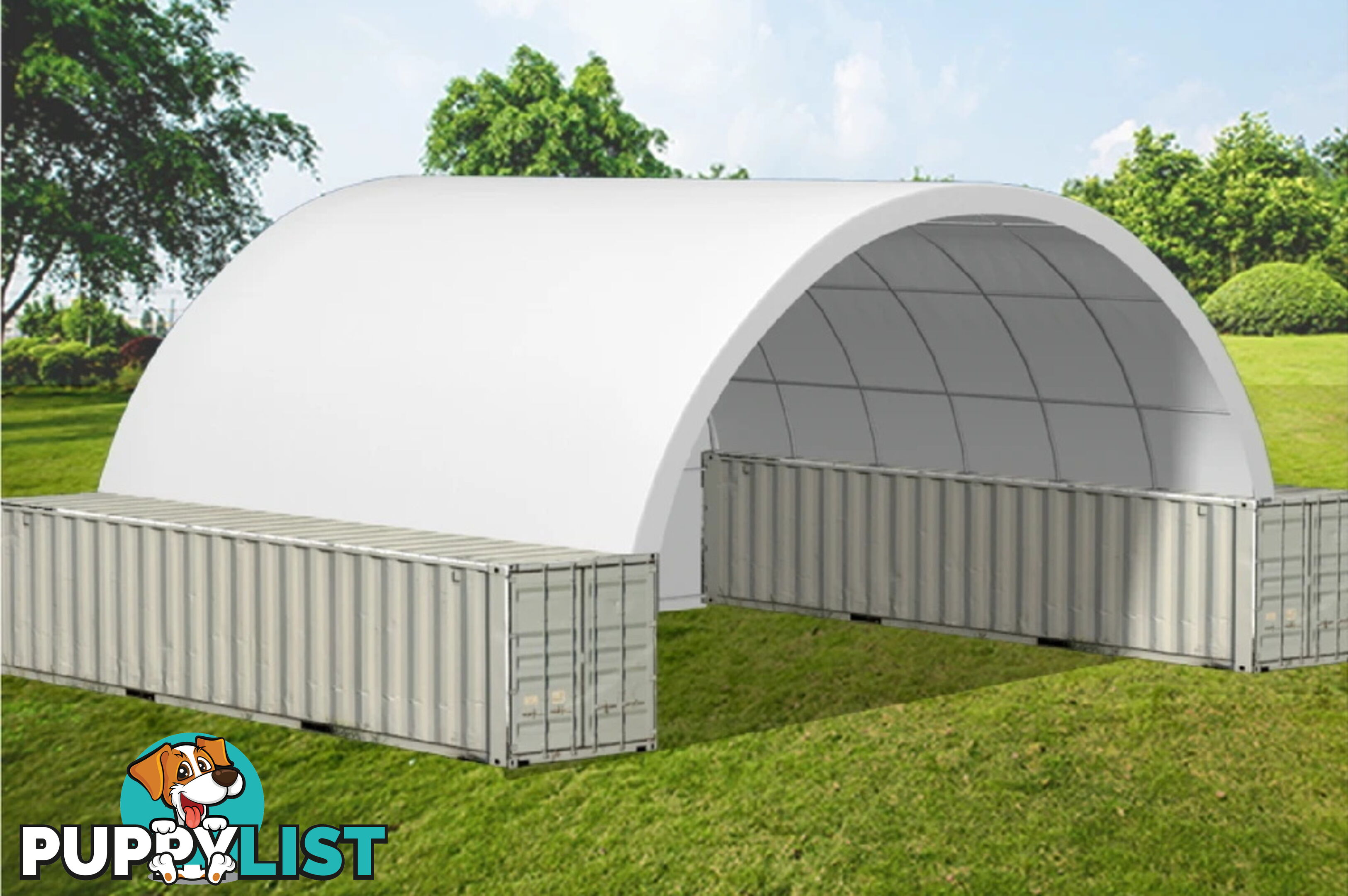 New 12m x 12m Container Shelter Workshop Igloo Dome with End Wall