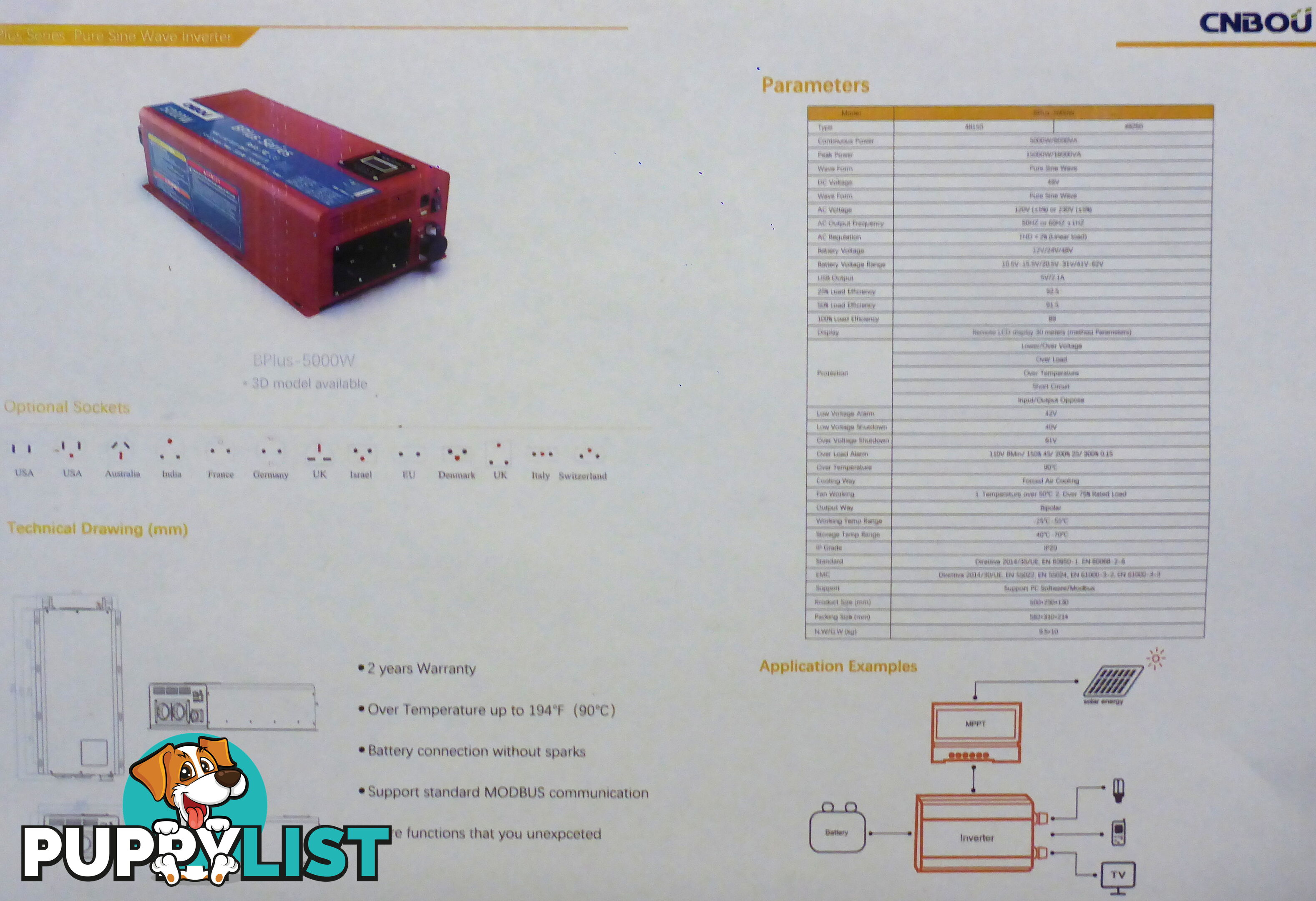 RRP $4175. New 5000w (15000w peak) 48Vdc-240Vac Pure Sine Wave Smart Power Inverter