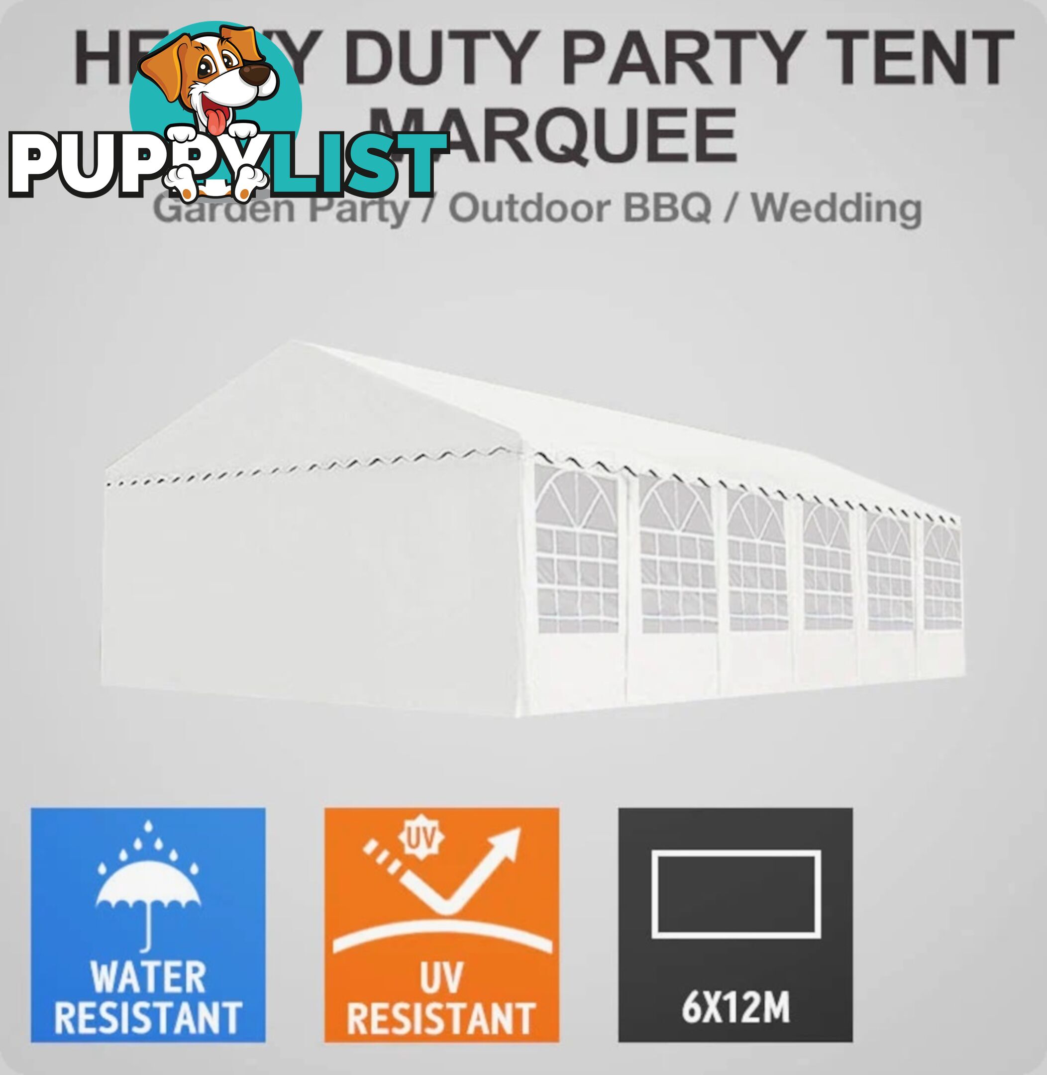6m x 12m (72m2) Marquee Party & Wedding Tent with Heavy Duty PVC Roof & Walls