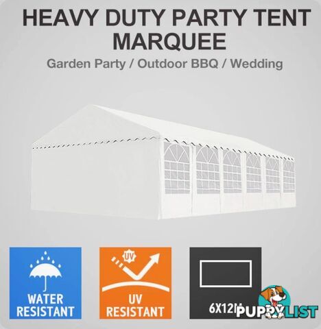 6m x 12m (72m2) Marquee Party & Wedding Tent with Heavy Duty PVC Roof & Walls