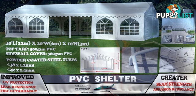 6m x 12m (72m2) Marquee Party & Wedding Tent with Heavy Duty PVC Roof & Walls