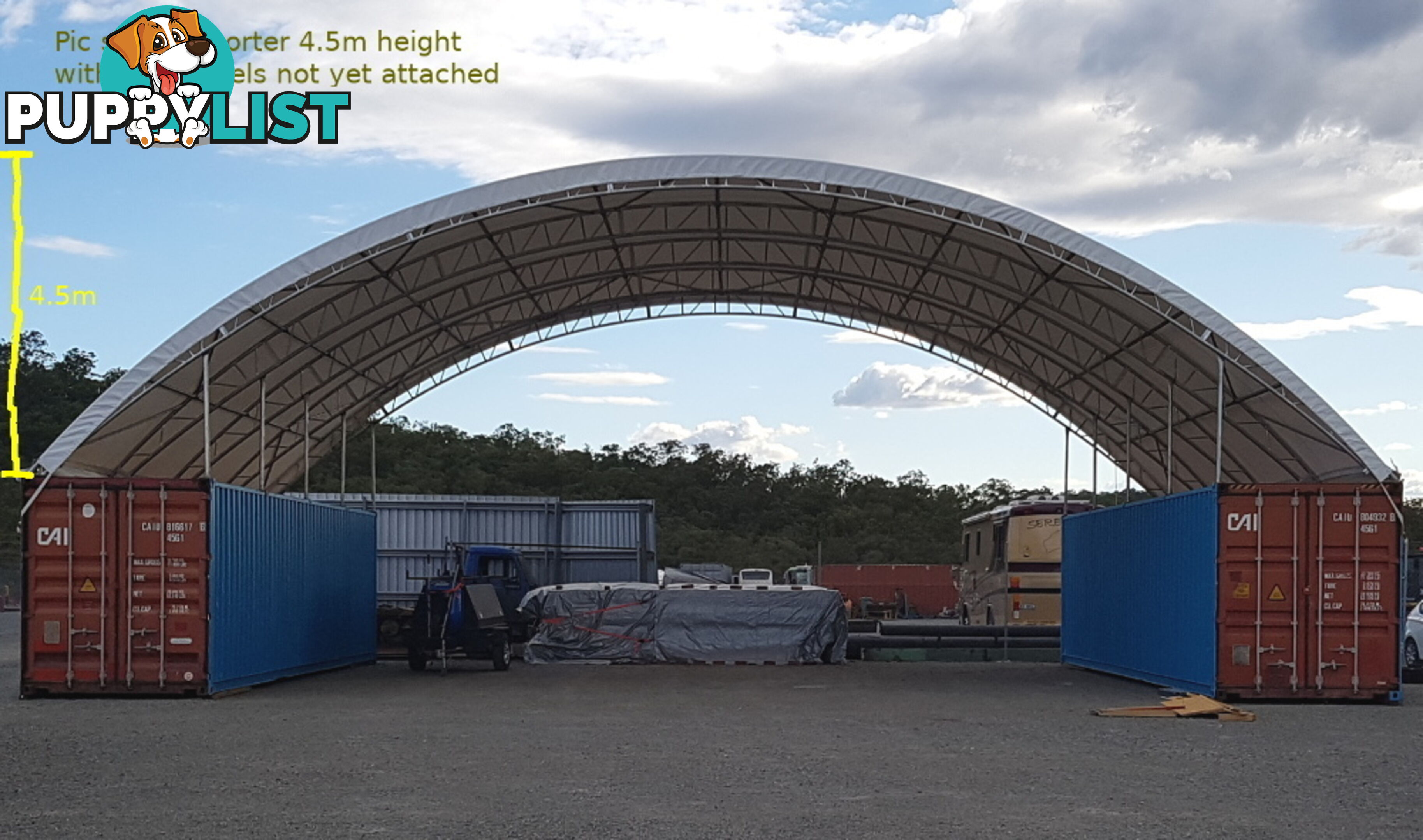 New 18m x 12m Double Trussed Container Shelter Workshop Igloo Dome