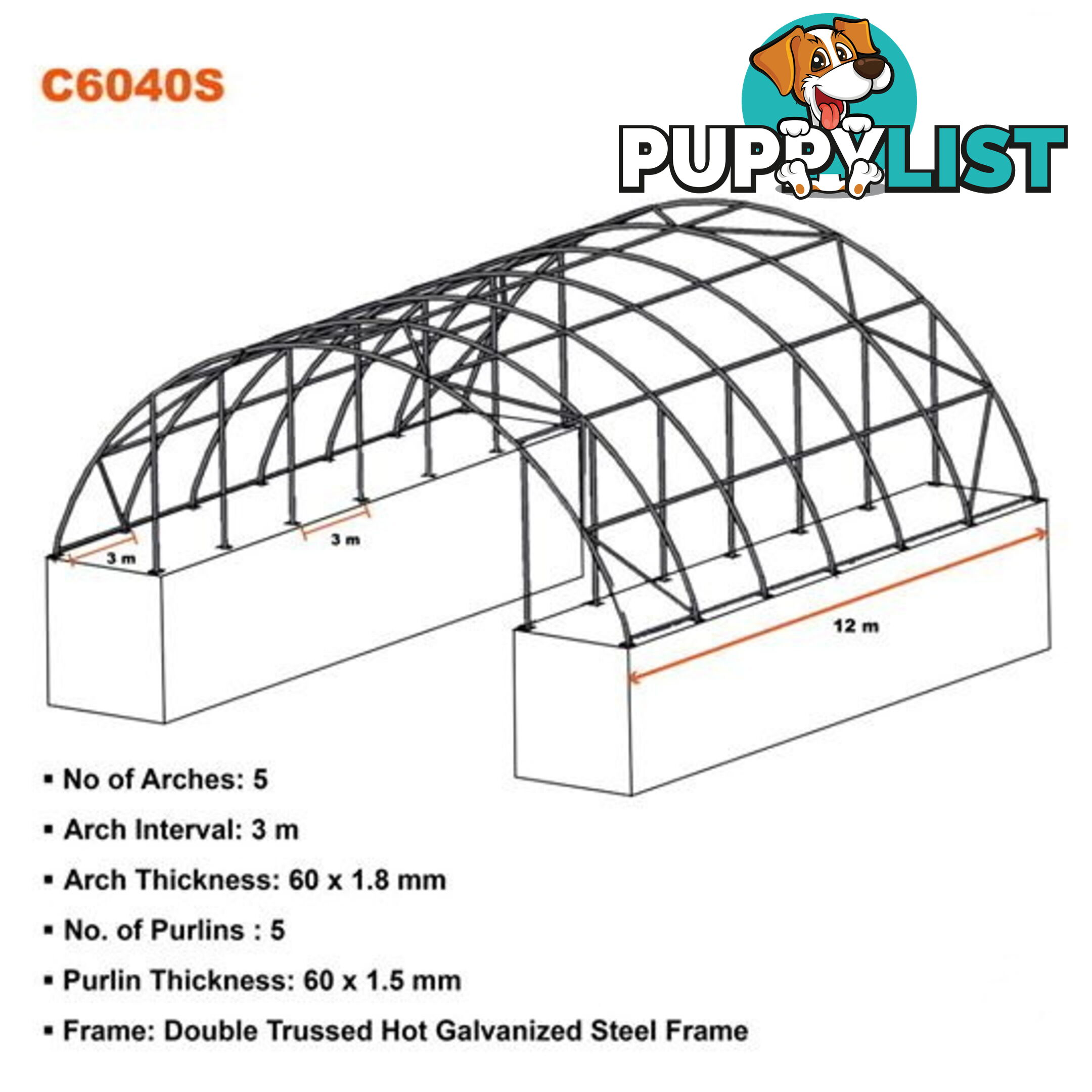 New 18m x 12m Double Trussed Container Shelter Workshop Igloo Dome