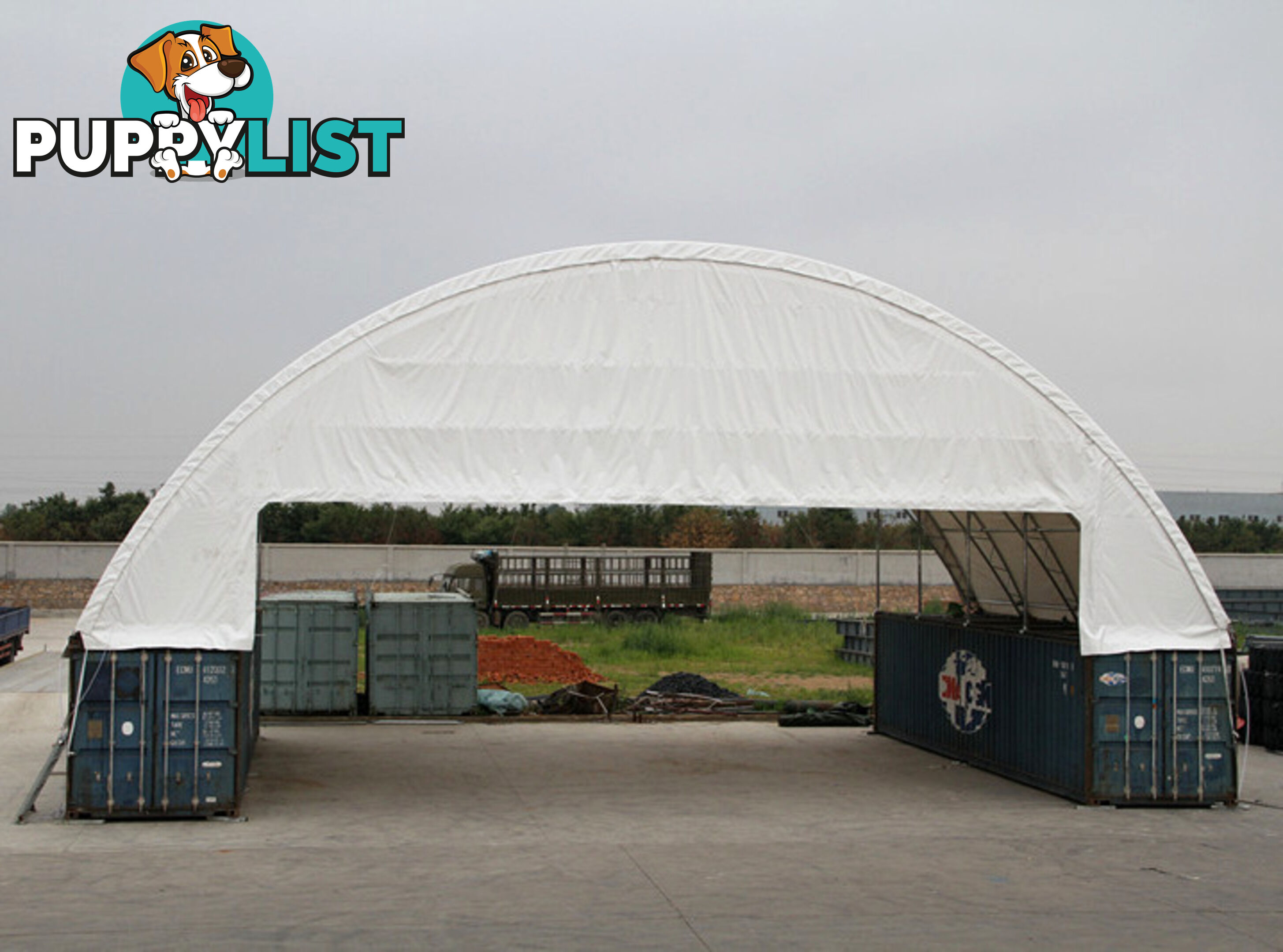 New 18m x 12m Double Trussed Container Shelter Workshop Igloo Dome