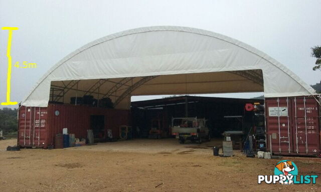 New 18m x 12m Double Trussed Container Shelter Workshop Igloo Dome