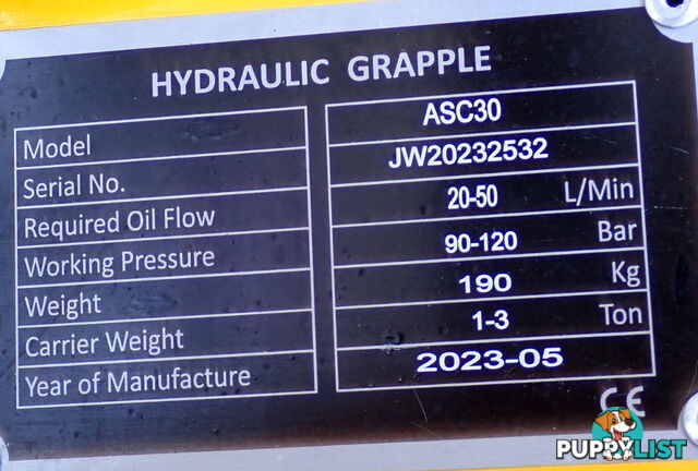 New 1-3 ton (30mm Pin) Excavator Hydraulic Grapple Grab