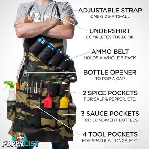 The Grill Sergeant Apron with Built In Bottle Opener