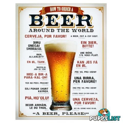 How To Order A Beer Around the World Retro Tin Sign