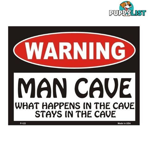 Warning! Man Cave - What Happens in the Cave Tin Sign