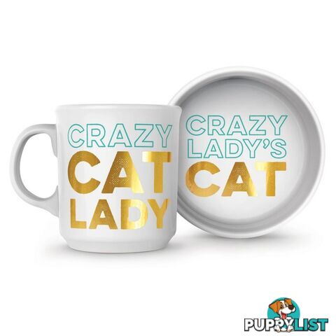 Crazy Cat Lady Ceramic Mug and Pet Bowl Set