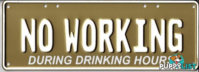 No Working During Drinking Hour Novelty Number Plate