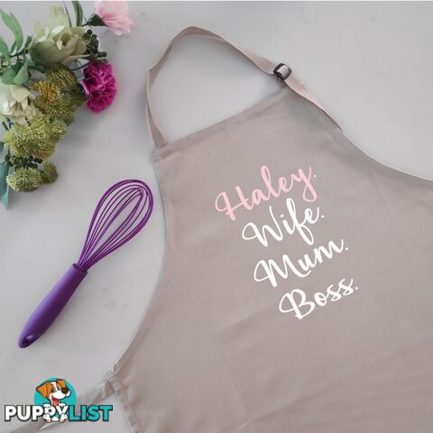 Wife Mum Boss - Personalised Apron Beige