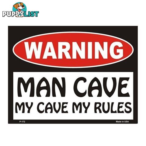 Warning! Man Cave - My Cave, My Rules Tin Sign