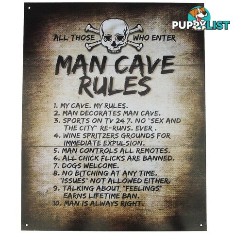 Man Cave Rules Metal Sign