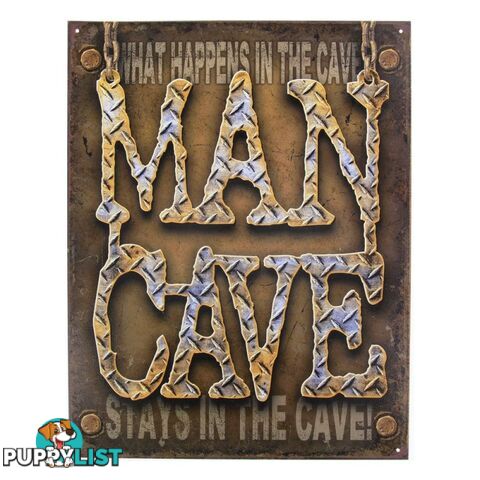 Man Cave Checkerplate Metal Sign