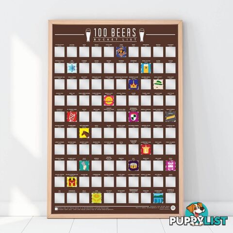 100 World Beers Scratch Off Bucket List Poster by Gift Republic