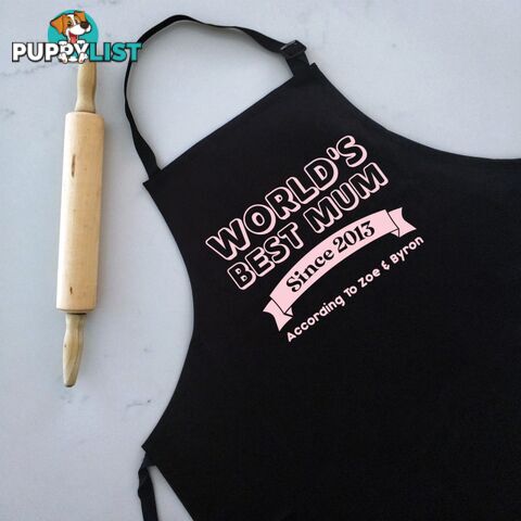 World's Best Mum - Personalised Apron Black