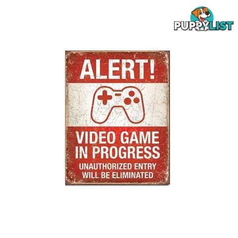 Alert Video Games Retro Tin Sign