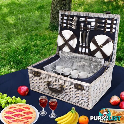 Alfresco Wicker Picnic Basket with Accessories for 6 Person