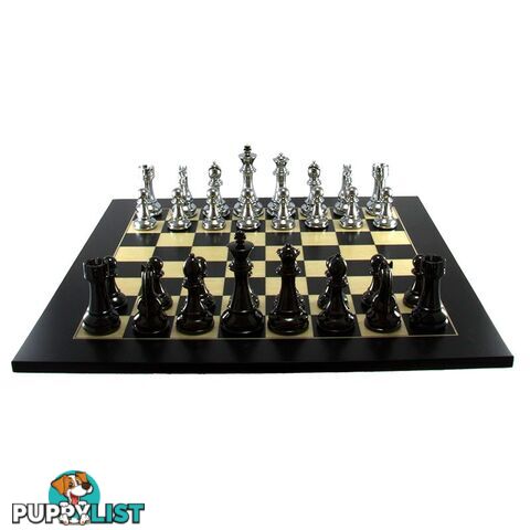 Silver and Titanium Weighted Chess Set by Dal Rossi Italy