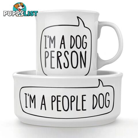 Dog Person Ceramic Mug and Pet Bowl Set